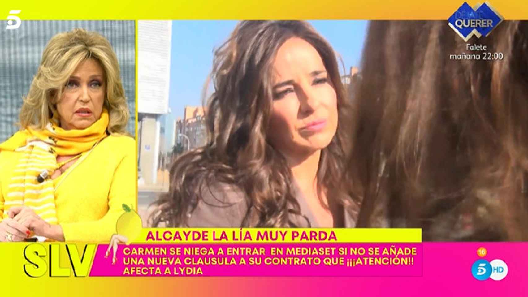 Carmen Alcayde modifica su contrato en 'Sálvame' para no coincidir con Lydia Lozano en plató