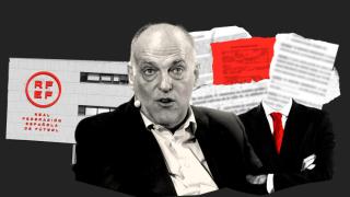 Javier Tebas, en un fotomontaje.