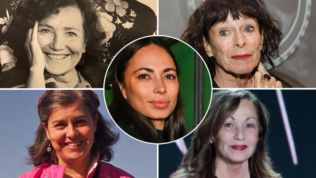 De izda. a dcha. y de arriba a abajo: Adela Medrano, Geraldine Chaplin (Gtres), Mercedes Pérez y Eulalia Ramón (Gtres). En el centro, Anna Saura (Gtres)