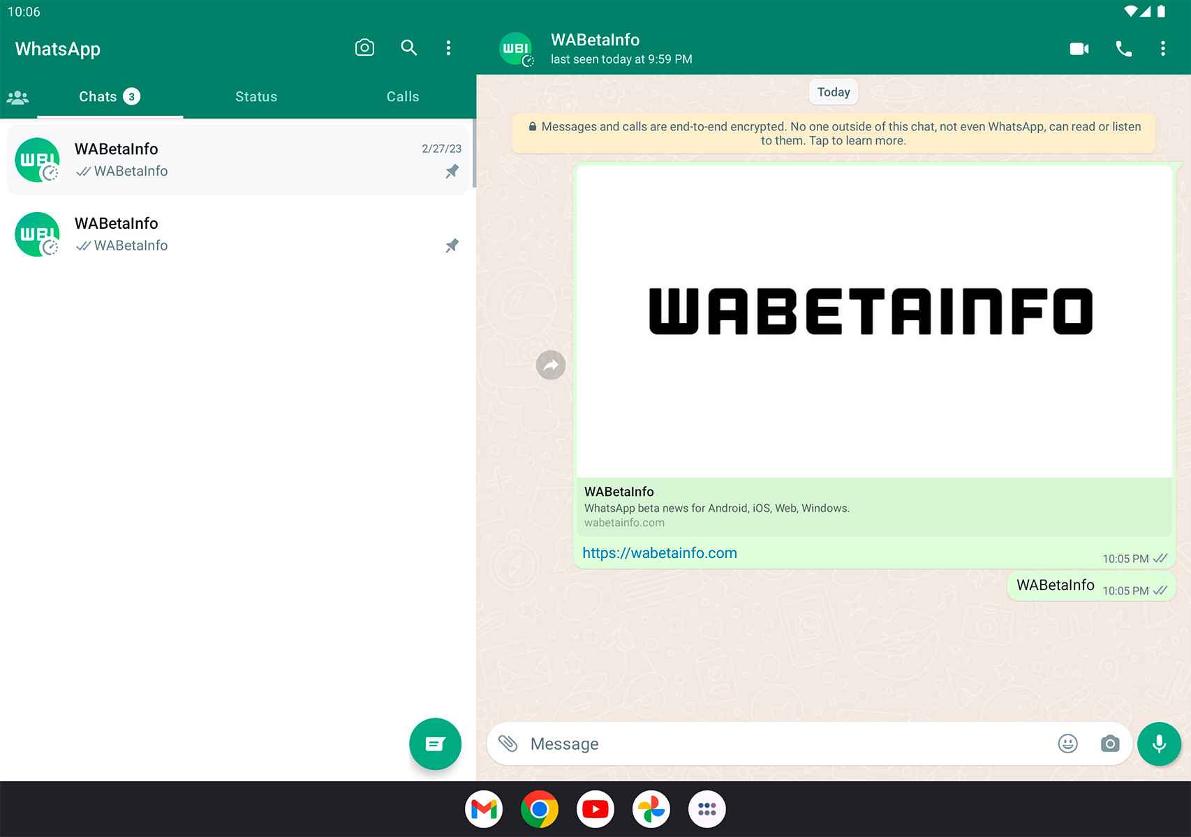 WhatsApp y su pantalla dividida para tablets