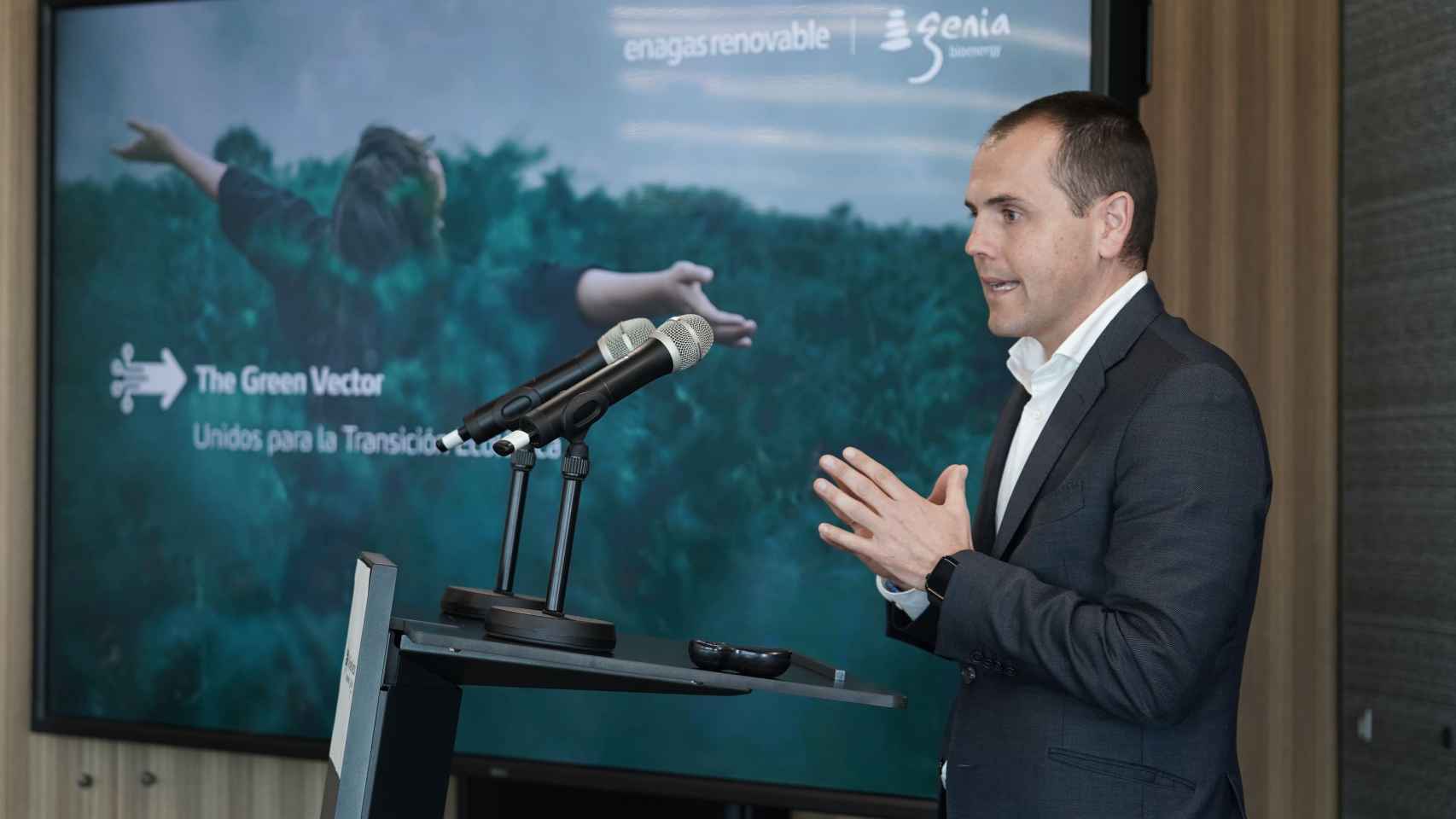 Antón Martínez, CEO de Enagás Renovable, durante la presentación de la plataforma The Green Vector.