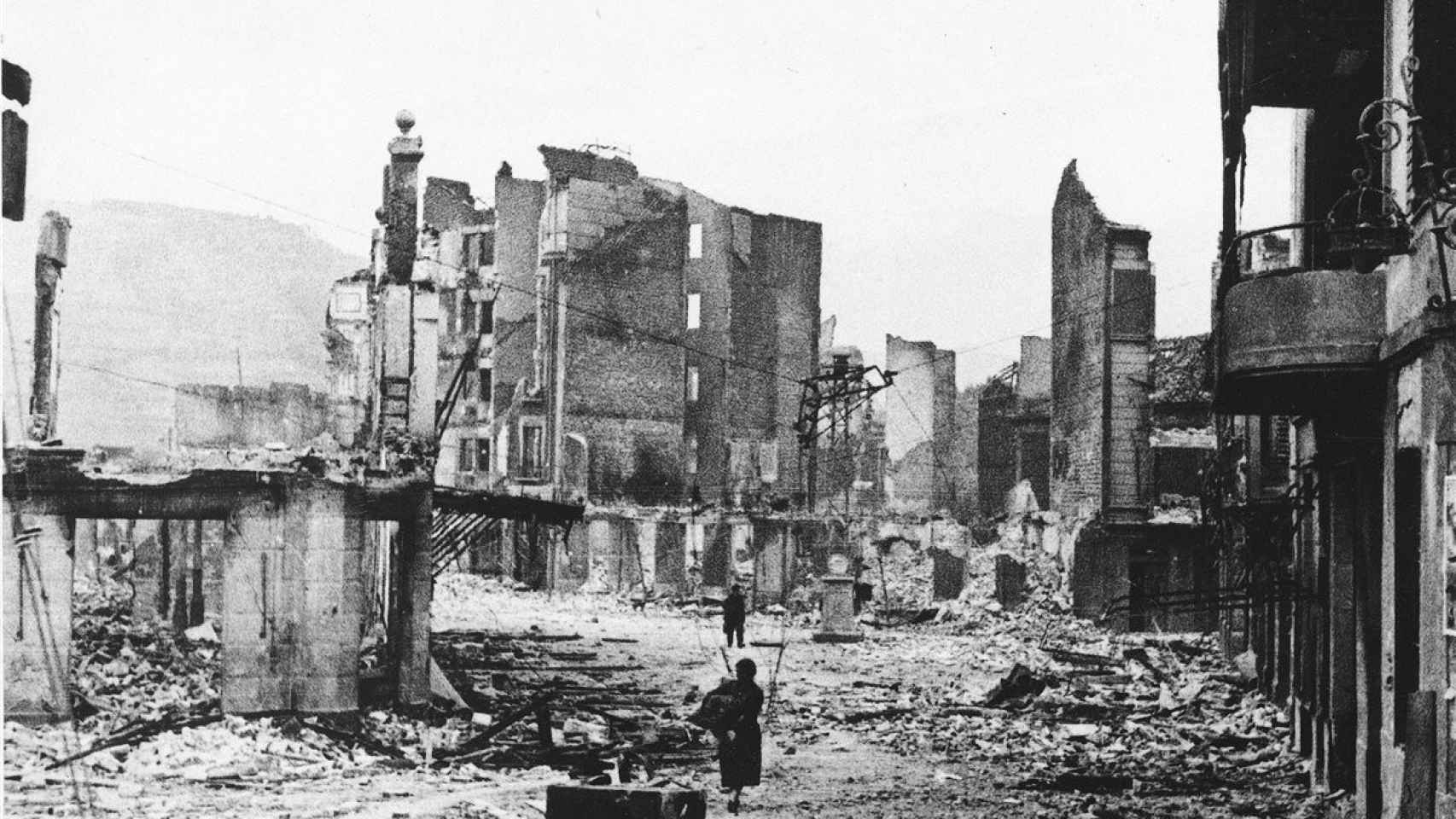 Edificios derruidos durante el bombardeo de Guernica.
