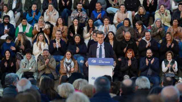 Feijóo, durante su intervención en el acto Mos entre todos.