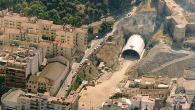 Las obras del túnel a finales del siglo pasado.