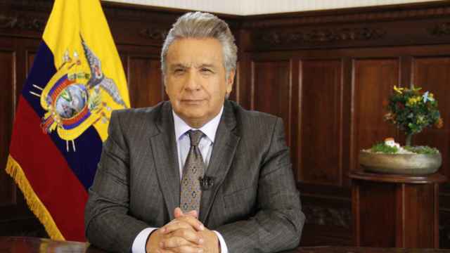 El expresidente de Ecuador Lenín Moreno durante un discurso a la ciudadanía en 2019.