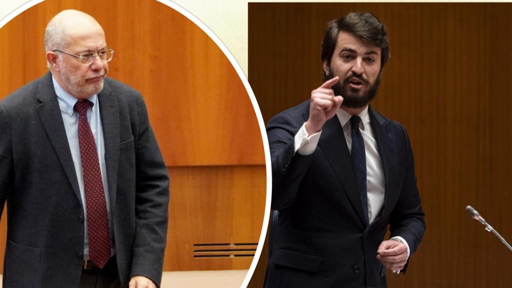 El procurador de Ciudadanos, Francisco Igea, y el vicepresidente de la Junta, Juan García-Gallardo, durante un duelo en las Cortes.