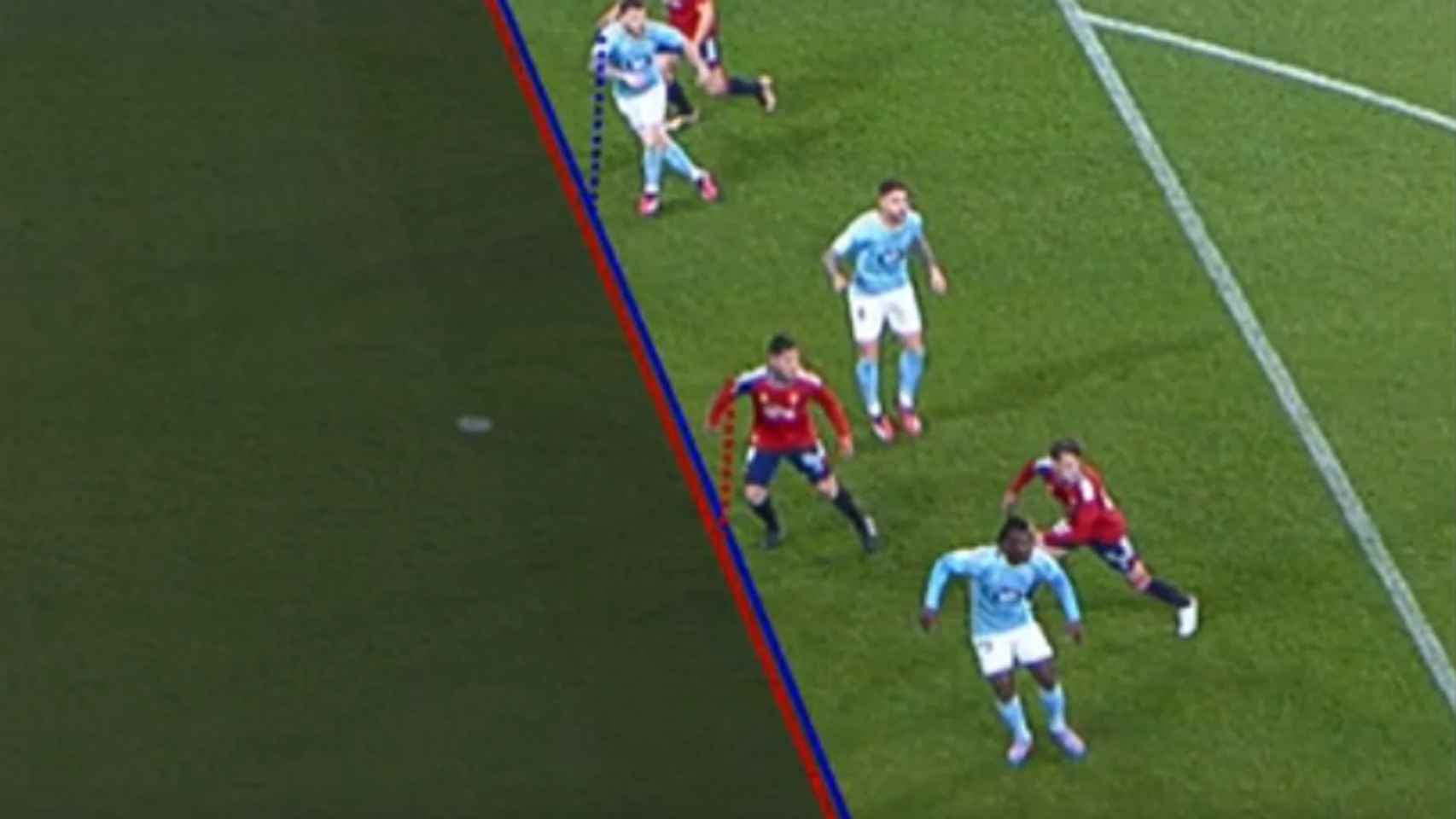 Gol anulado a Abde, de Osasuna, durante el partido contra el Celta de Vigo