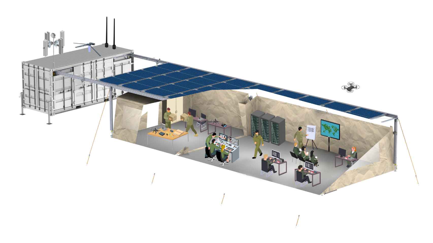 Esquema del refugio solar autónomo como estación de control.