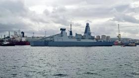 El ‘HMS Duncan’, en su llegada a A Coruña.
