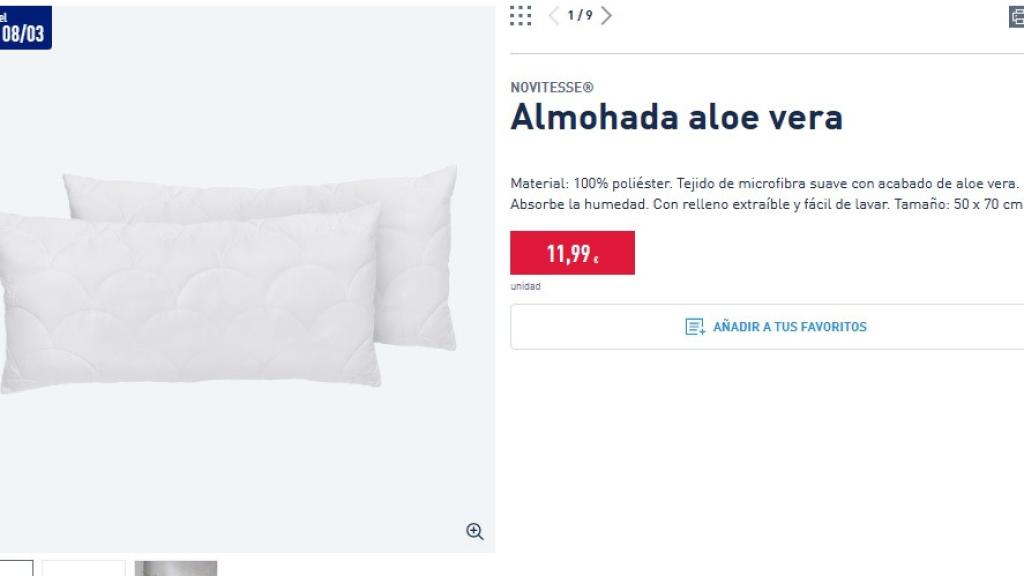 Almohada aloe vera.