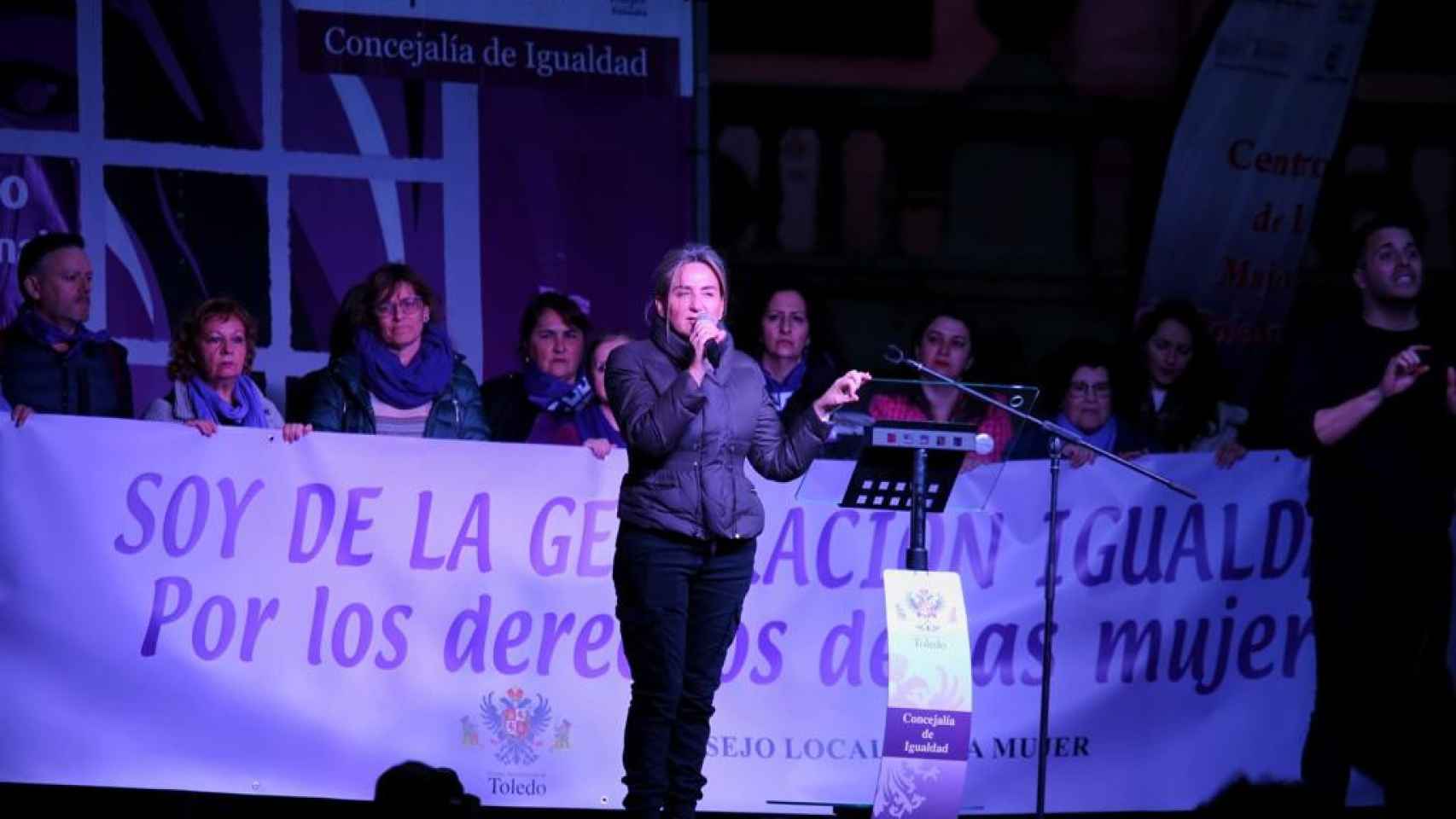Milagros Tolón en la manifestación del 8M de Toledo. Foto: V. Martín.