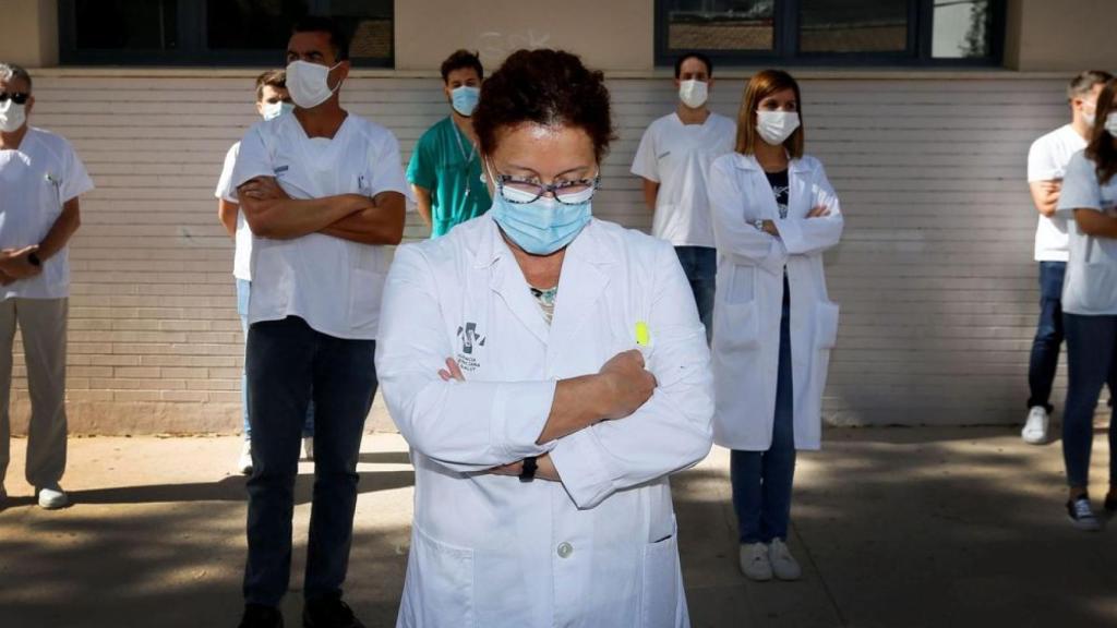 Una protesta de sanitarios durante la pandemia.