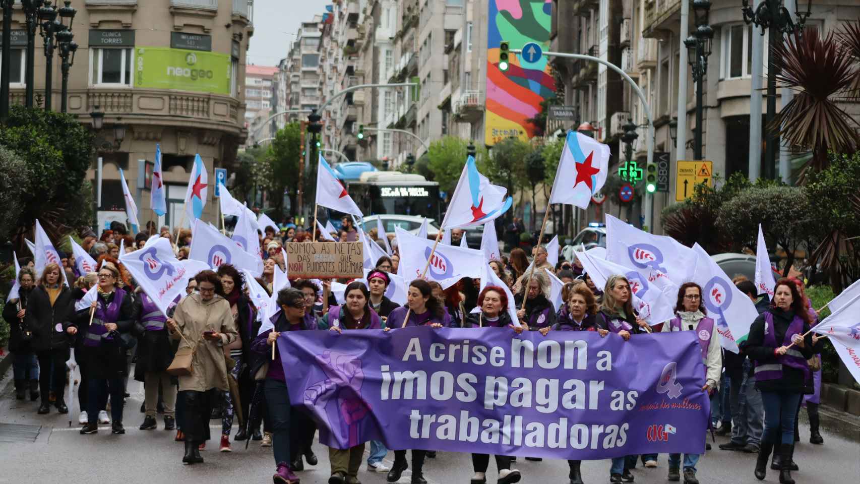 Manifestación de la CIG por el 8M en el centro de Vigo.