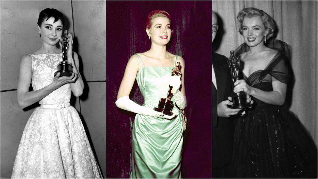 Audrey Hepburn, Grace Kelly y Marilyn Monroe con tres de los mejores vestidos de los Oscar