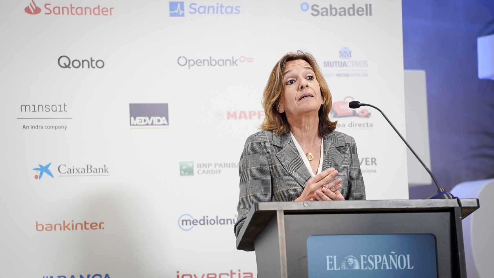 Mirenchu del Valle, nueva presidenta de Unespa, el pasado marzo durante un evento de EL ESPAÑOL-Invertia.