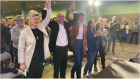 Jorquera, Pontón y Queixas durante la presentación de la candidatura en A Coruña.