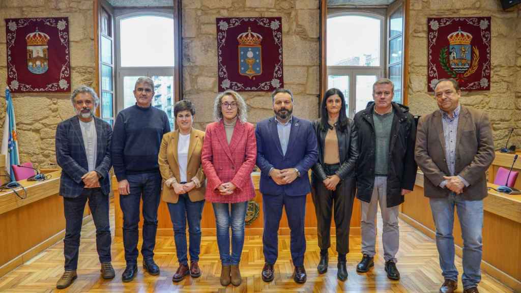 Reunión de los alcaldes de Pontevedra sobre las consecuencias de las inundaciones.