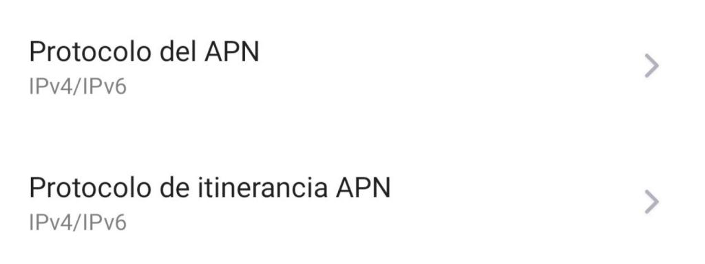 Información de protocolo IP actual