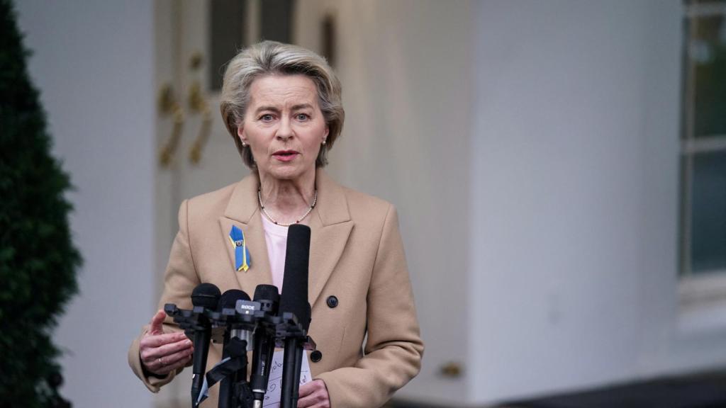 Ursula von der Leyen, durante su comparecencia en solitario en la Casa Blanca