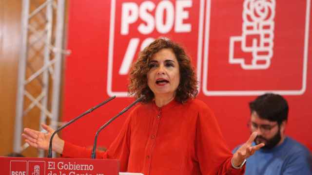 La número dos del PSOE, María Jesús Montero, este jueves en un acto en Leganés.