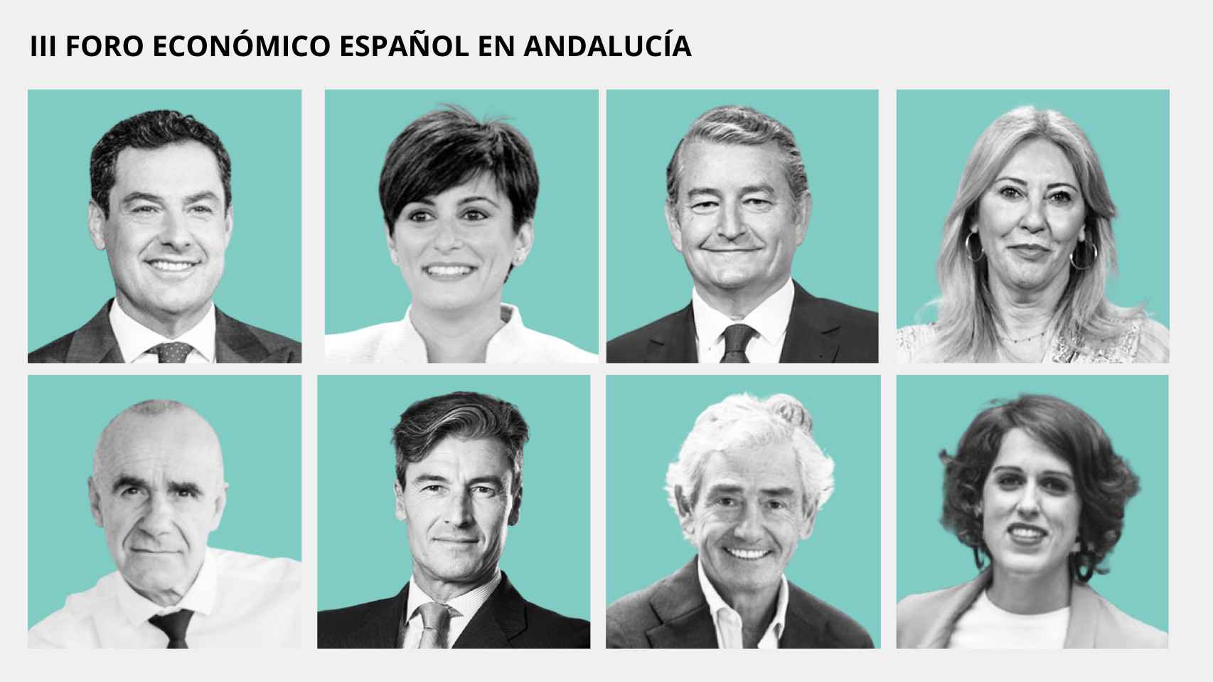 Juanma Moreno, Isabel Rodríguez, Antonio Sanz, Carolina España, Antonio Muñoz, Federico Molina, José María Pacheco y Laura Baena.