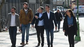 Patxi López con Daniel de la Rosa, Luis Tudanca y Esther Peña durante la presentación de la candidatura del PSOE al Ayuntamiento de Burgos