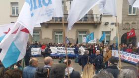 Protesta contra la eólica marina en A Coruña.
