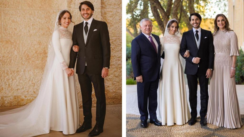 La Familia Real jordana en dos fotos oficiales del enlace.
