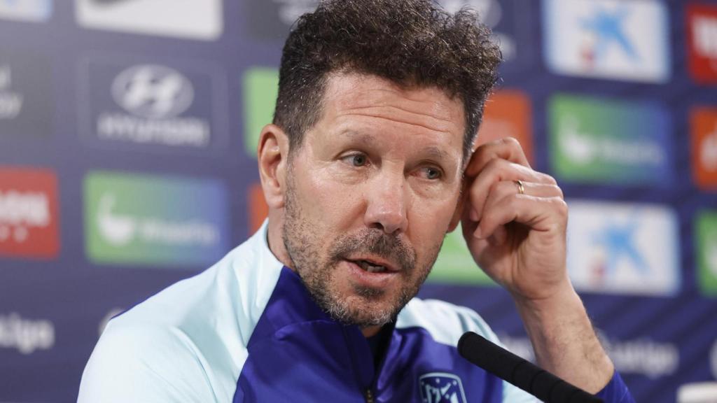 El 'Cholo' Simeone, en rueda de prensa con el Atlético de Madrid en la temporada 2022/2023