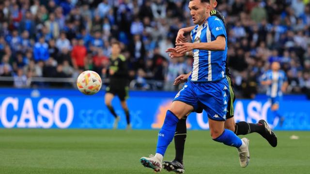 Lucas en un lance del partido ante el Real Madrid Castilla.