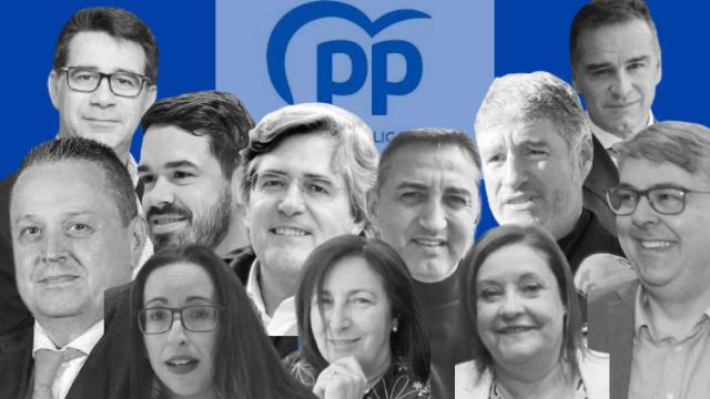 Los nuevos candidatos del PP, de izda. a dcha. y de arriba a abajo: Pachi Pascual, Santos González, Paco Sánchez, MIguel Ángel Salguero, Carlos Pastor, César Sánchez, Pepe Vegara,  David Beltrá, Rocío Gómez, Pepa Font y Toñi Mora.