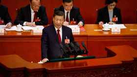 El presidente de China, Xi Jinping, este lunes durante el discurso de clausura en la Asamblea Nacional Popular.