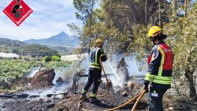 Los Bomberos extinguen un incendio forestal en Callosa d’Ensarrià