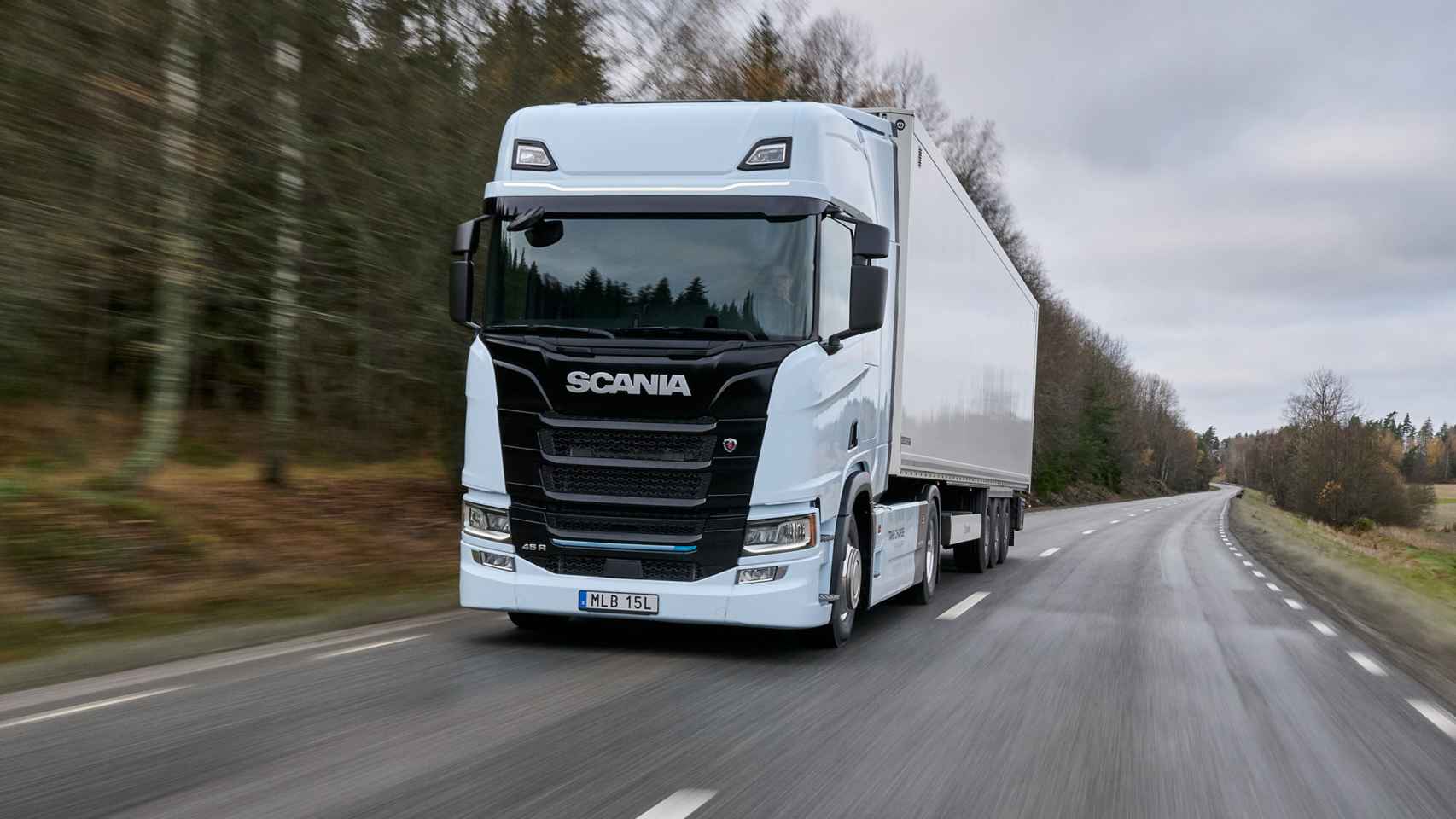 Imagen de un camión eléctrico de la firma Scania.