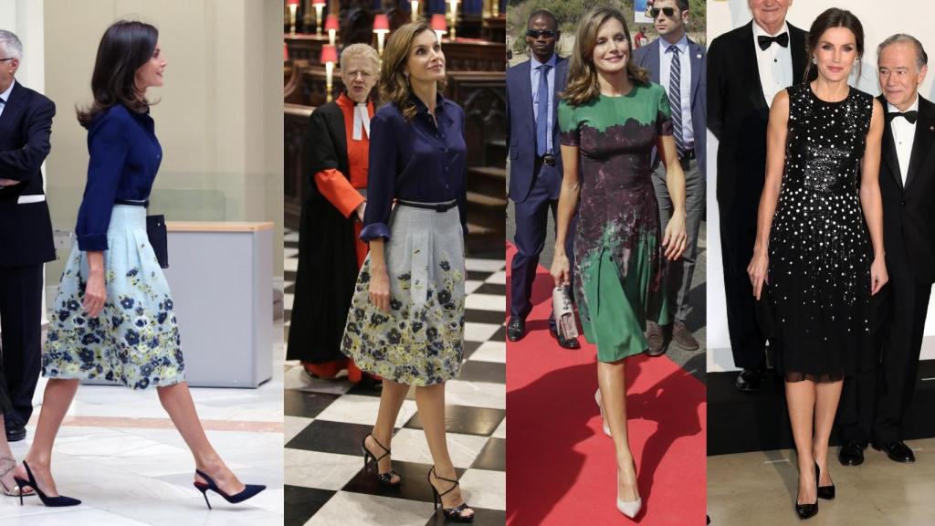 La reina Letizia ha lucido modelos de Carolina Herrera en varias ocasiones.