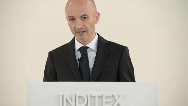 El consejero delegado de Inditex, Óscar García Maceiras, durante la presentación de los resultados
