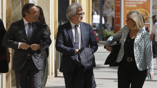 El coordinador nacional de Cs, Carlos Pérez-Nievas (centro) , el diputado autonómico Tony Woodward, y Mamen Peris, síndica de Cs en la Comunidad, el pasado miércoles en Alicante.