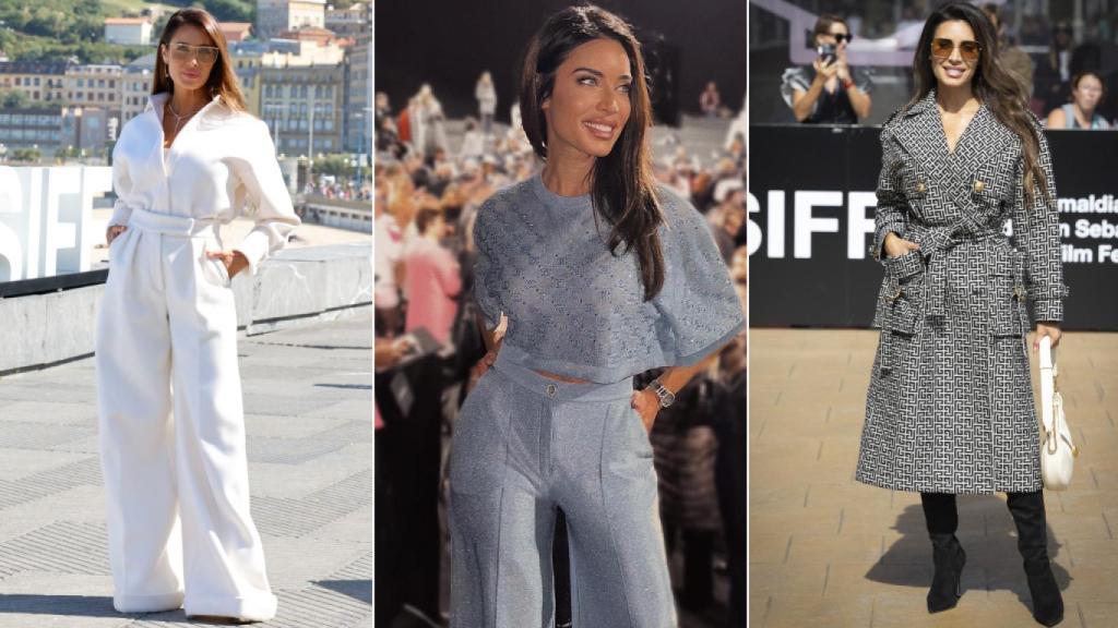 Tres 'looks' de Pilar Rubio, entre septiembre de 2022 y marzo de 2023.