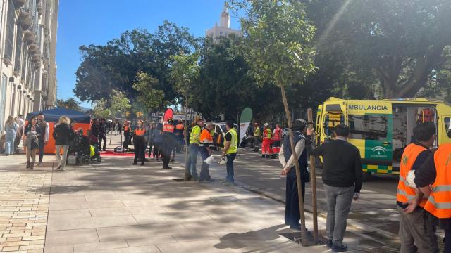 Un simulacro de emergencia en el centro de Málaga.