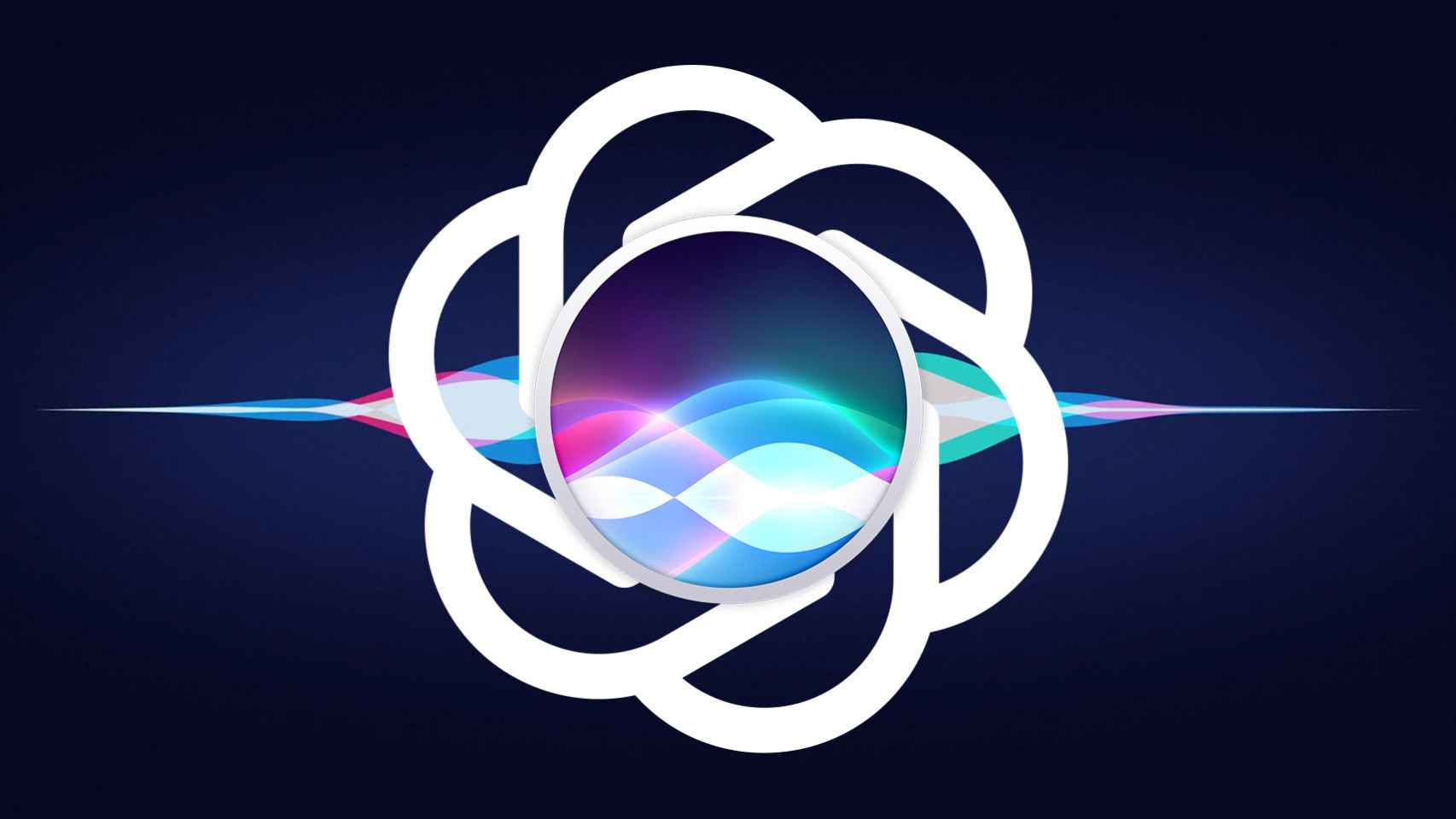Fotomontaje con Siri de Apple y el logo de OpenAI, rival a batir en la IA actualmente.