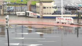 El carril bici frente a la Delegación del Gobierno de A Coruña, esta mañana.