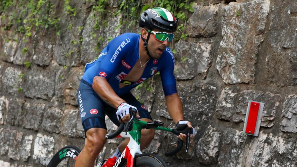 Sonny Colbrelli durante una carrera con la selección italiana