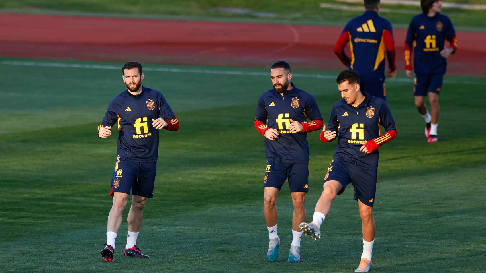 Nacho, Carvajal y Ceballos, con la selección española de fútbol