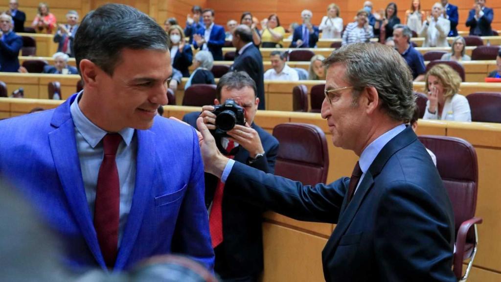 Pedro Sánchez y Alberto Núñez Feijóo, en el Senado.