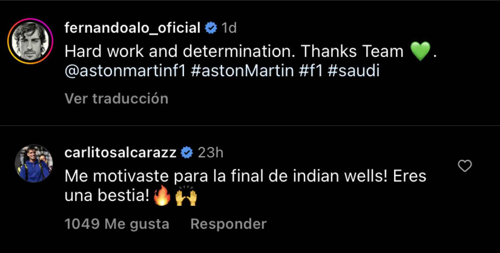 El mensaje de Carlos Alcaraz a Fernando Alonso tras Indian Wells y el GP de Arabia Saudí