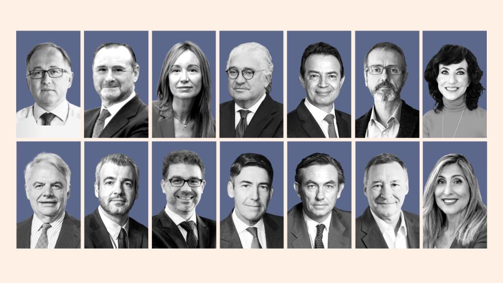 De izda. a dcha y de arriba a abajo: Luis Gallego, CEO de IAG; José Aljaro, presidente de Abertis; Loreto Ordoñez, CEO de Engie España; José Bogas, CEO de Endesa;  Arturo Gonzalo Aizpiri, CEO de Enagas; Marc Murtra, presidente de Indra; Almudena Lopez del Pozo, presidenta de Pymar; Ignacio Garralda, presidente de Mutua Madrileña; Maurici Lucena, presidente de AENA; Ludovic Pech; CEO de Orange; Domingo Mirón, presidente de Accenture; Álvaro Aresti; presidente de Crea MadridNuevo Norte; Ángel Simón, presidente de Agbar; Nuria Vilanova, presidenta de Atrevia.