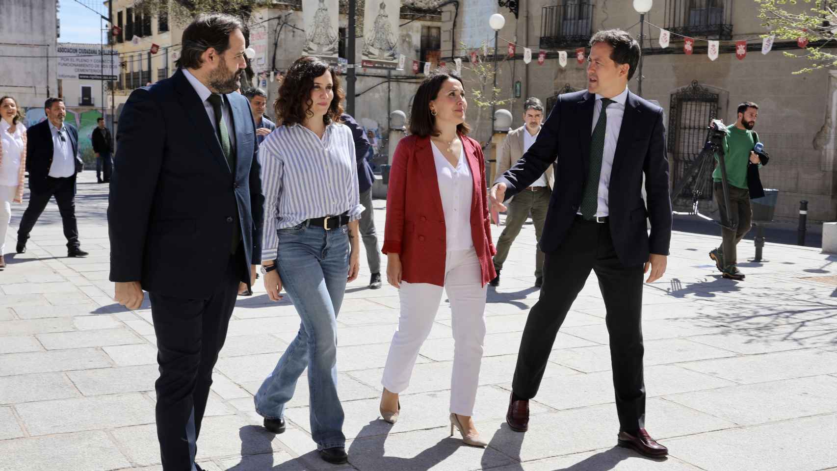 Paco Núñez, Díaz Ayuso, Alejandra Hernández y Carlos Velázquez en Illescas (Toledo). Foto: PP CLM.
