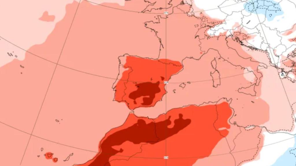 Anomalías de temperaturas previstas para principios de abril.