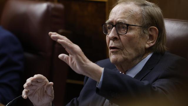 Ramón Tamames, durante su intervención en el Congreso de los Diputados.