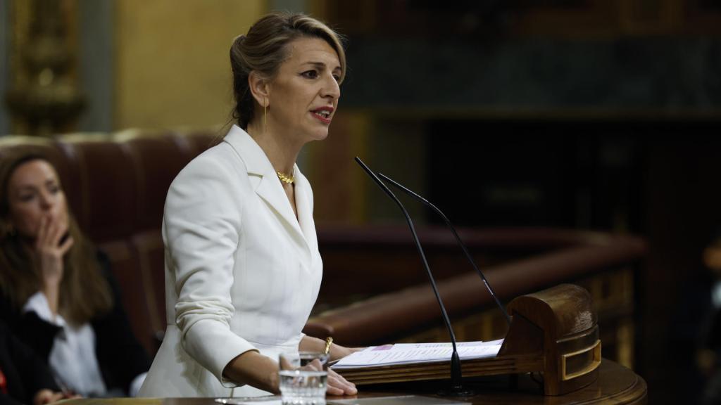 La vicepresidenta segunda del Gobierno, Yolanda Díaz, este martes durante la moción de censura.